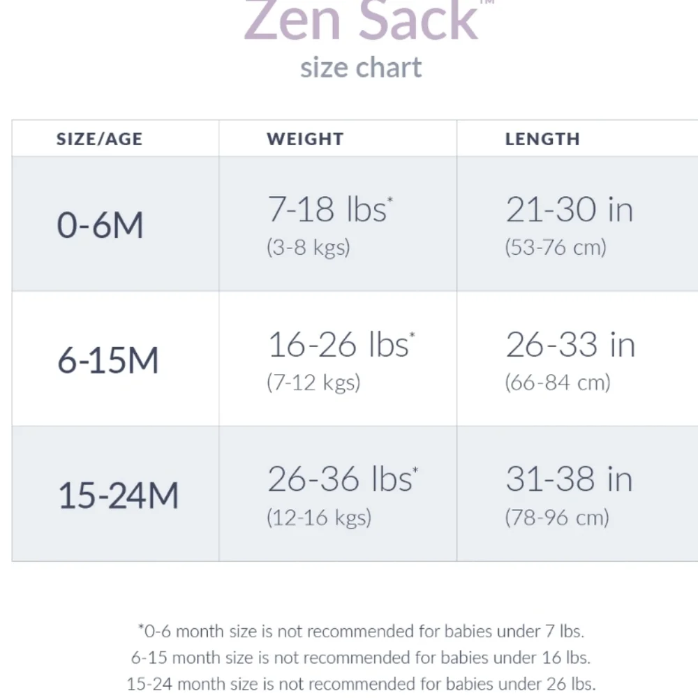Nested Bean Zen Sack Classic Size Small 0-6 months 7-18 lbs
